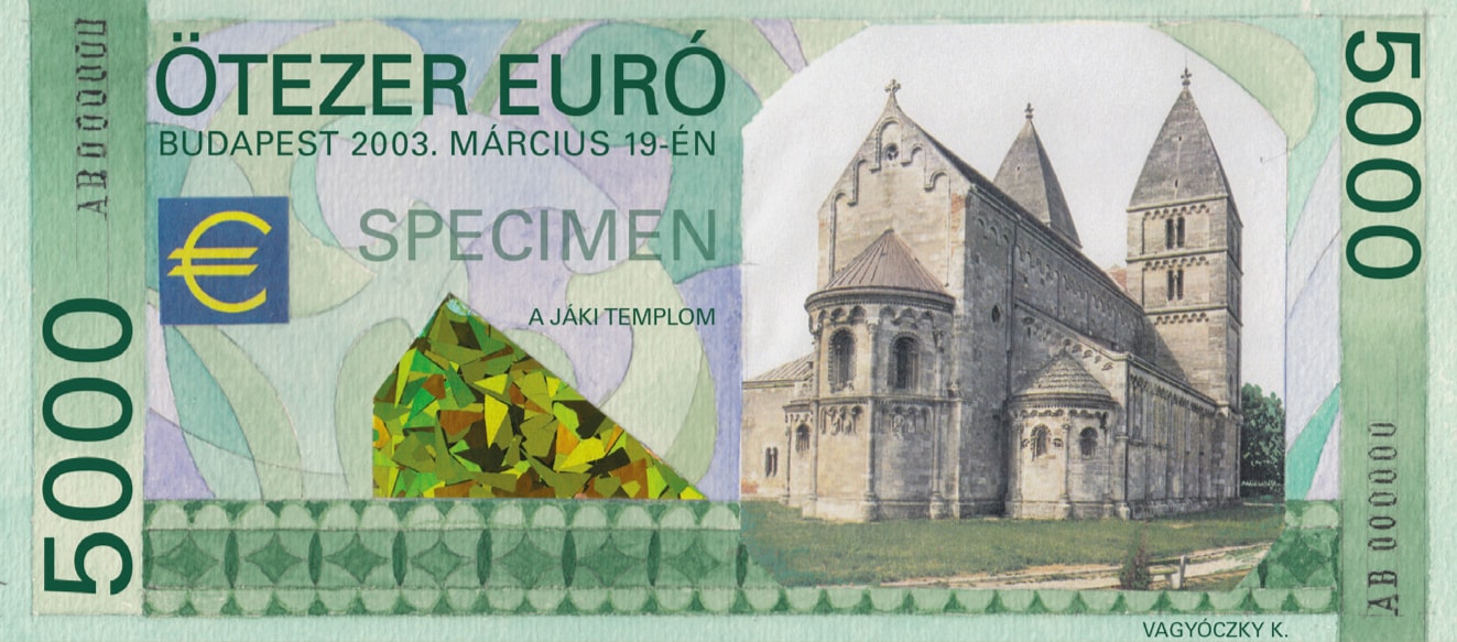 Vagyóczky Károly 5000 eurós bankótervek